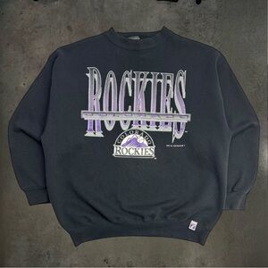 Vintage 1993 Colorado Rockies 7-Logo MLB Sports Heavyweight Crewneck